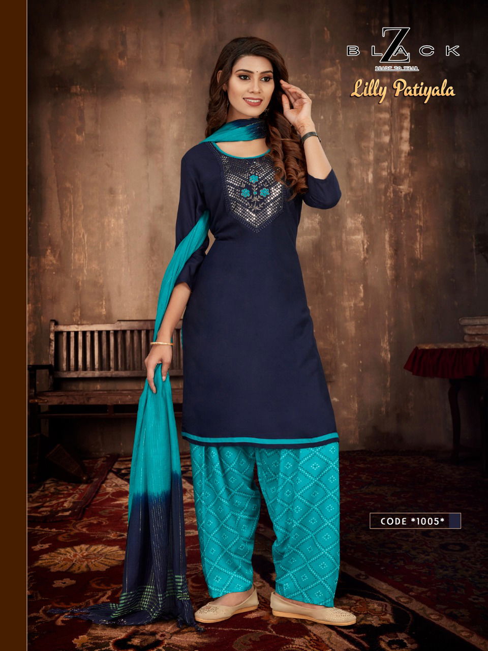 Lilly patiyala Z Black Rayon Patiyala Readymade Suits